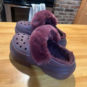 Fuzzy Crocs (with platform sole)